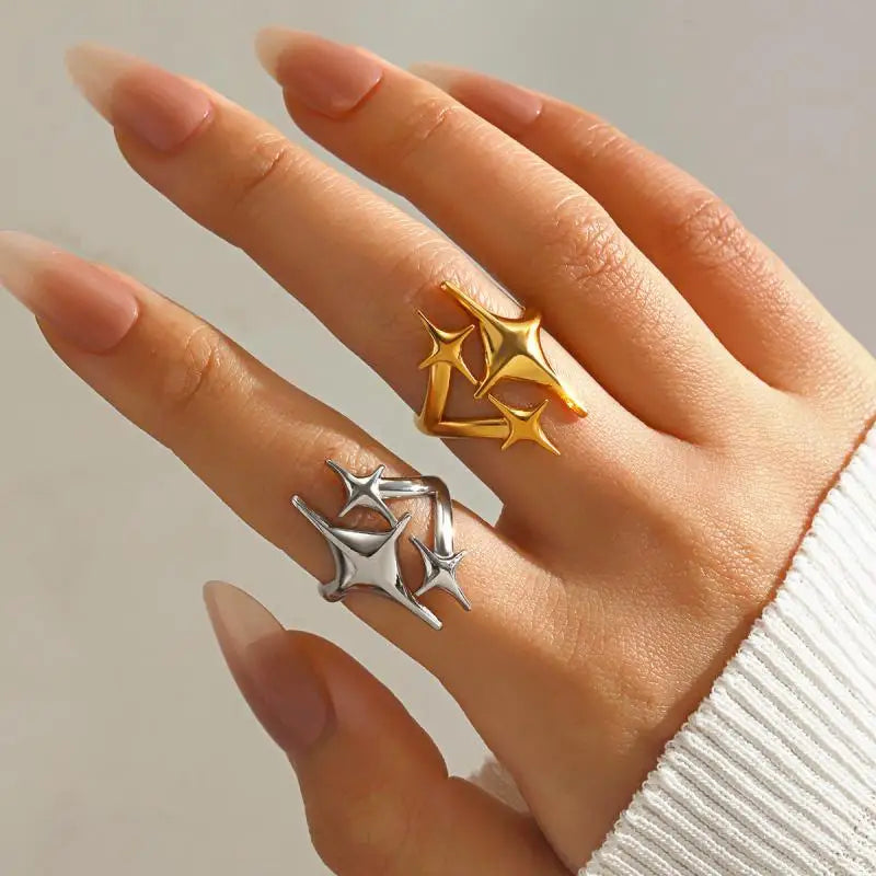 18K Stainless Steel Rings for Women Vintage Gold Color Never Fade Luxury Classic Rings Wedding Couple Rings Party Jewelry Gifts