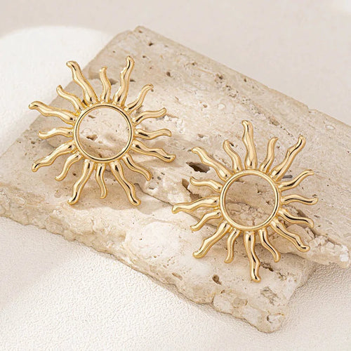 1 Pair fashion Temperament Elegant Sun Flower Stud Earrings for Women Piendientes