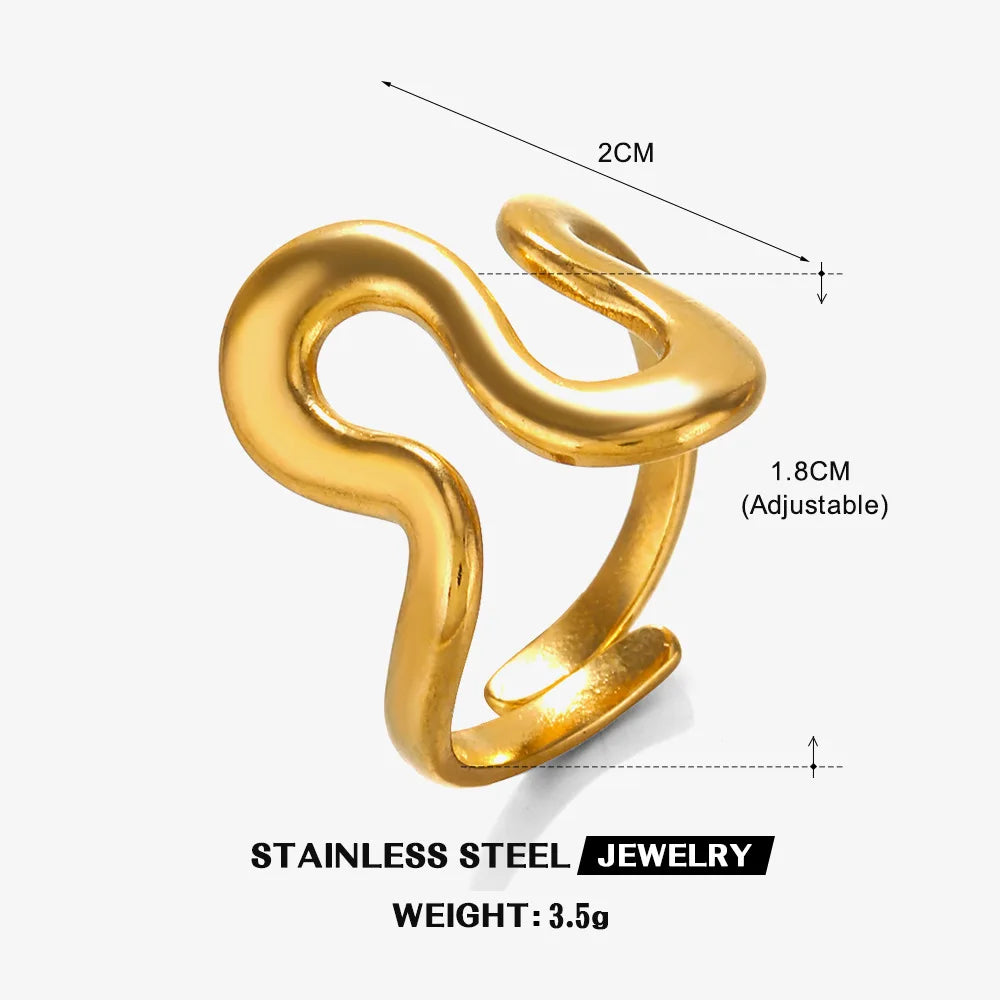 18K Stainless Steel Rings for Women Vintage Gold Color Never Fade Luxury Classic Rings Wedding Couple Rings Party Jewelry Gifts