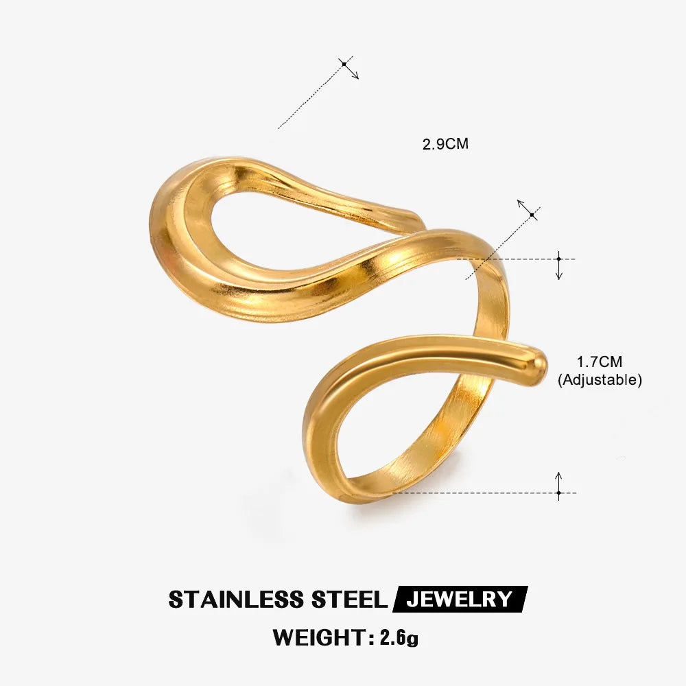 18K Stainless Steel Rings for Women Vintage Gold Color Never Fade Luxury Classic Rings Wedding Couple Rings Party Jewelry Gifts