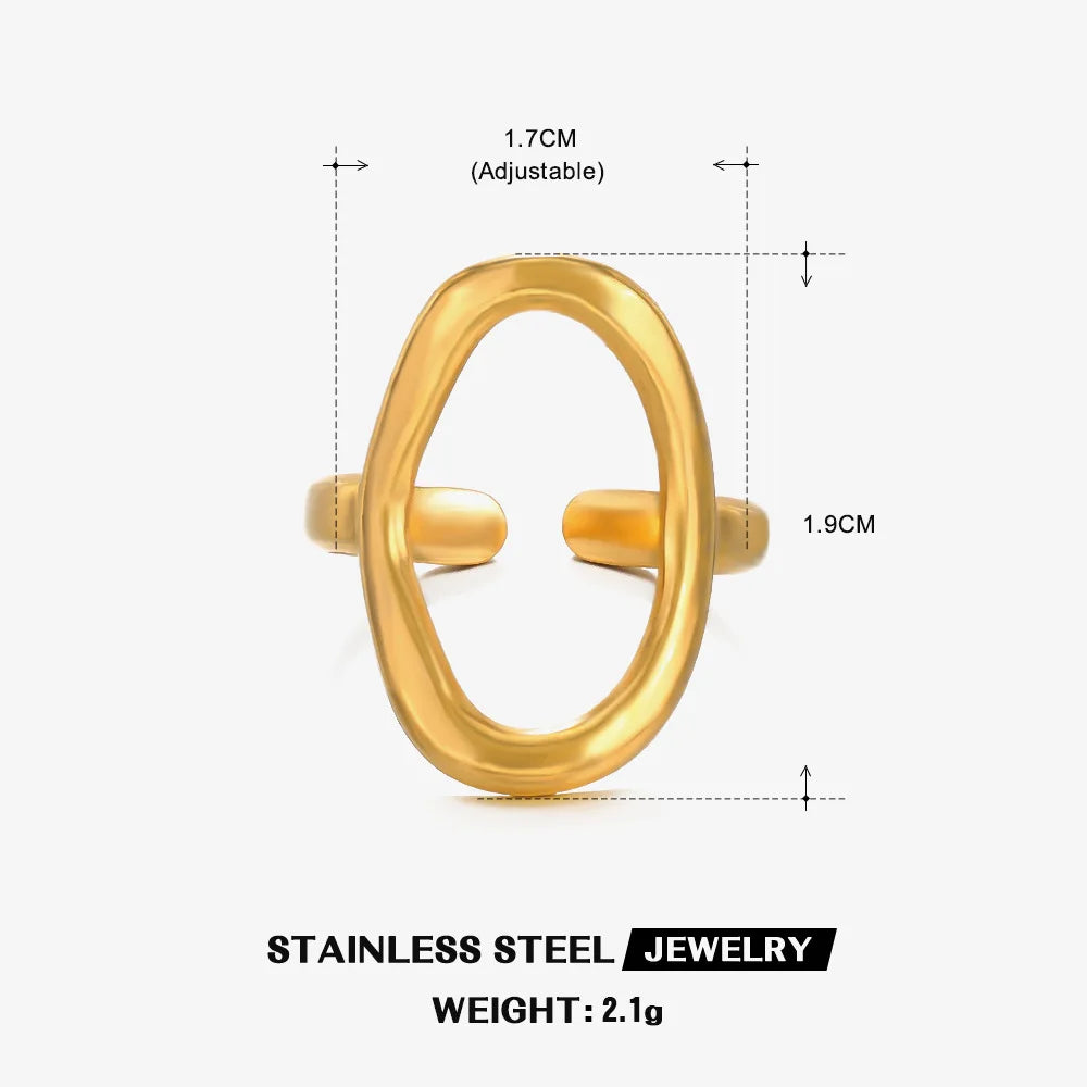 18K Stainless Steel Rings for Women Vintage Gold Color Never Fade Luxury Classic Rings Wedding Couple Rings Party Jewelry Gifts