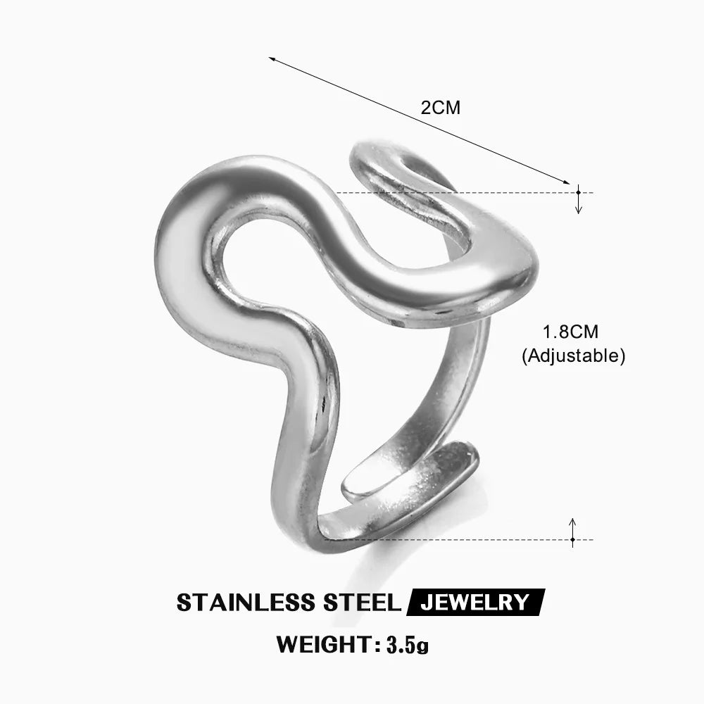 18K Stainless Steel Rings for Women Vintage Gold Color Never Fade Luxury Classic Rings Wedding Couple Rings Party Jewelry Gifts