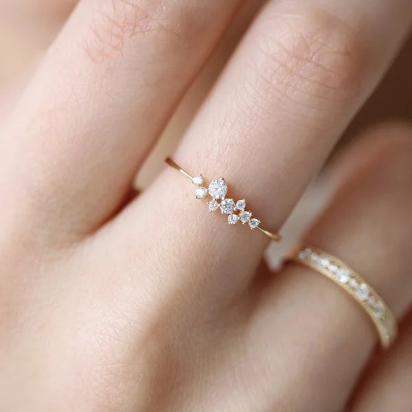 Trendy Elegant Dainty Rings For Women Romantic Women's Ring Light Yellow Gold Color Thin Finger Accessories Jewelry KCR088