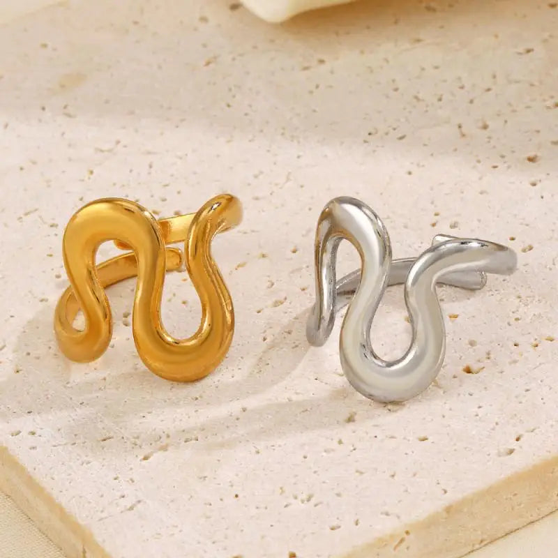 18K Stainless Steel Rings for Women Vintage Gold Color Never Fade Luxury Classic Rings Wedding Couple Rings Party Jewelry Gifts