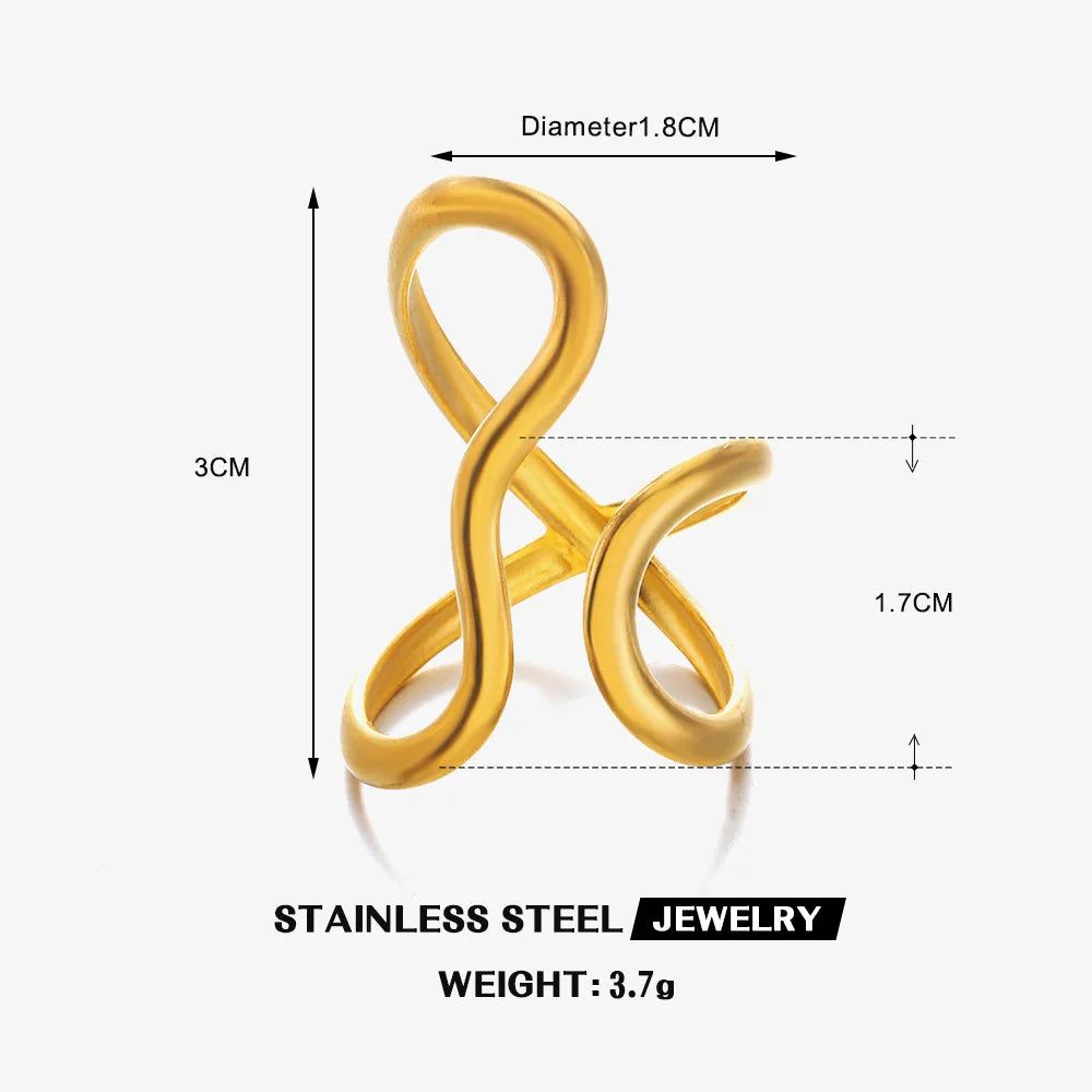 18K Stainless Steel Rings for Women Vintage Gold Color Never Fade Luxury Classic Rings Wedding Couple Rings Party Jewelry Gifts