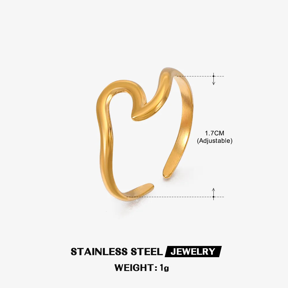 18K Stainless Steel Rings for Women Vintage Gold Color Never Fade Luxury Classic Rings Wedding Couple Rings Party Jewelry Gifts