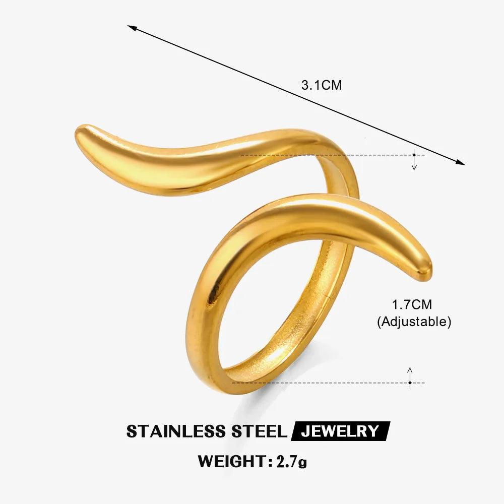 18K Stainless Steel Rings for Women Vintage Gold Color Never Fade Luxury Classic Rings Wedding Couple Rings Party Jewelry Gifts