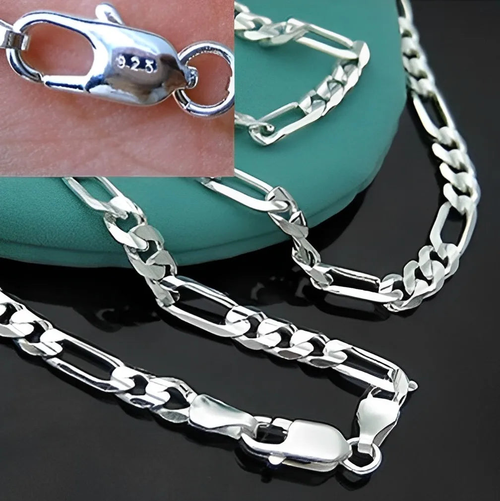 1 Pcs 925 Silver 16-30 Inch Length 4MM Width Figaro Chain Necklace for Men Women Fashion Jewelry Gifts
