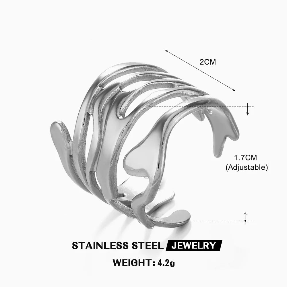 18K Stainless Steel Rings for Women Vintage Gold Color Never Fade Luxury Classic Rings Wedding Couple Rings Party Jewelry Gifts