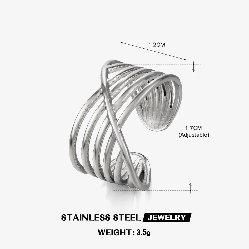 18K Stainless Steel Rings for Women Vintage Gold Color Never Fade Luxury Classic Rings Wedding Couple Rings Party Jewelry Gifts