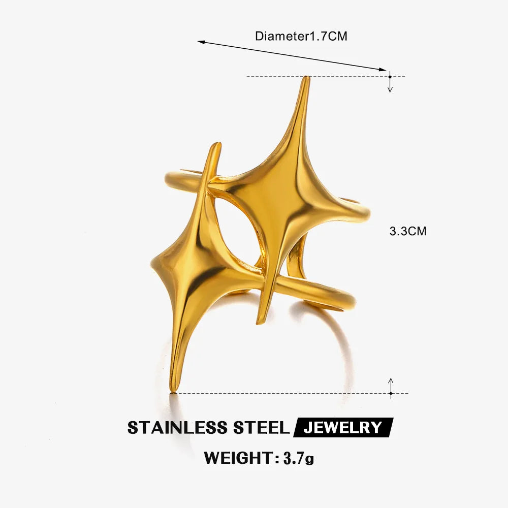 18K Stainless Steel Rings for Women Vintage Gold Color Never Fade Luxury Classic Rings Wedding Couple Rings Party Jewelry Gifts