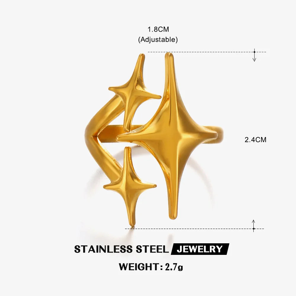 18K Stainless Steel Rings for Women Vintage Gold Color Never Fade Luxury Classic Rings Wedding Couple Rings Party Jewelry Gifts